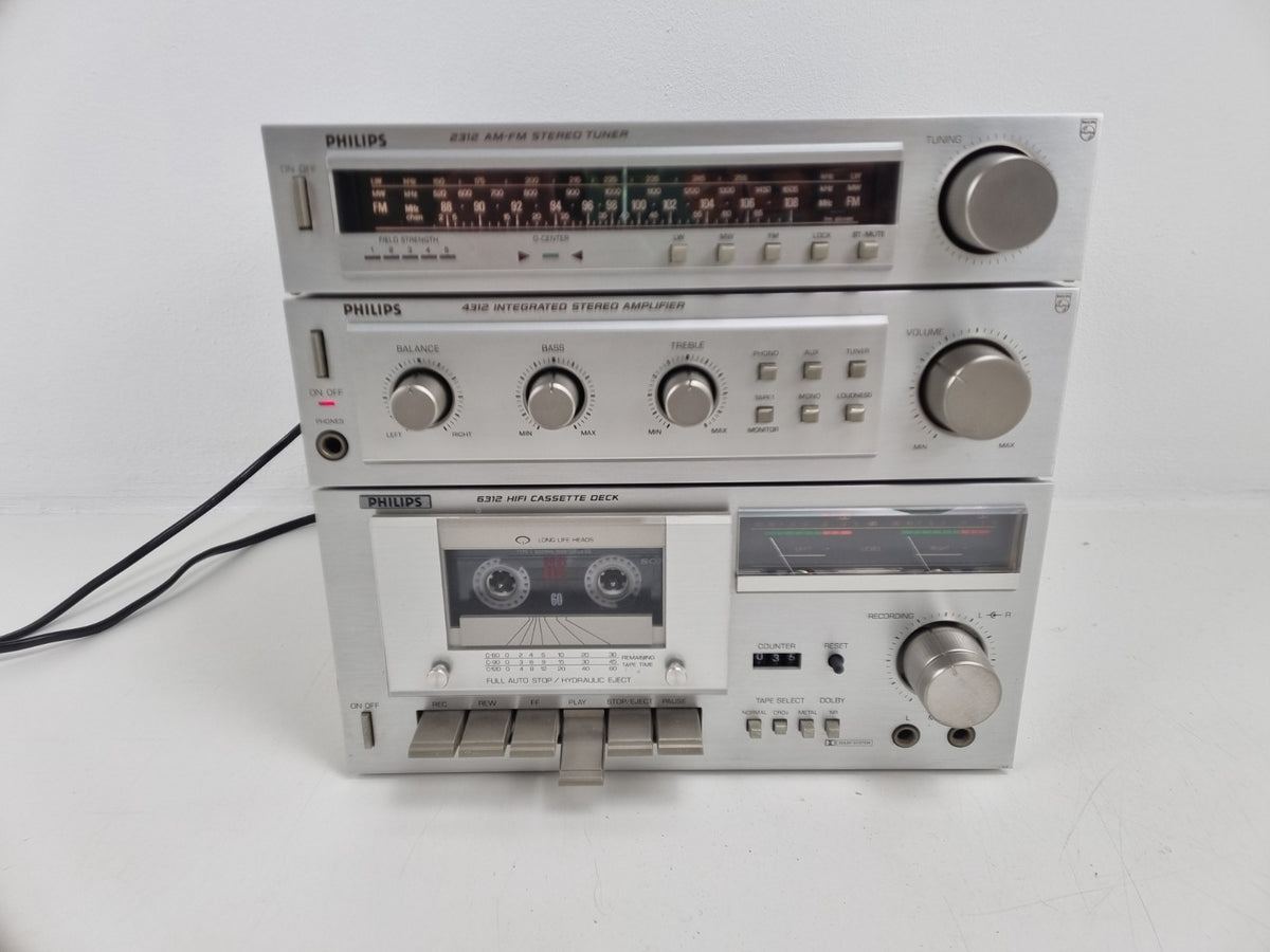 Philips 2312 AM/FM Tuner - 4312 Integrated Stereo Amplifier - 6312 HIFI Cassette
