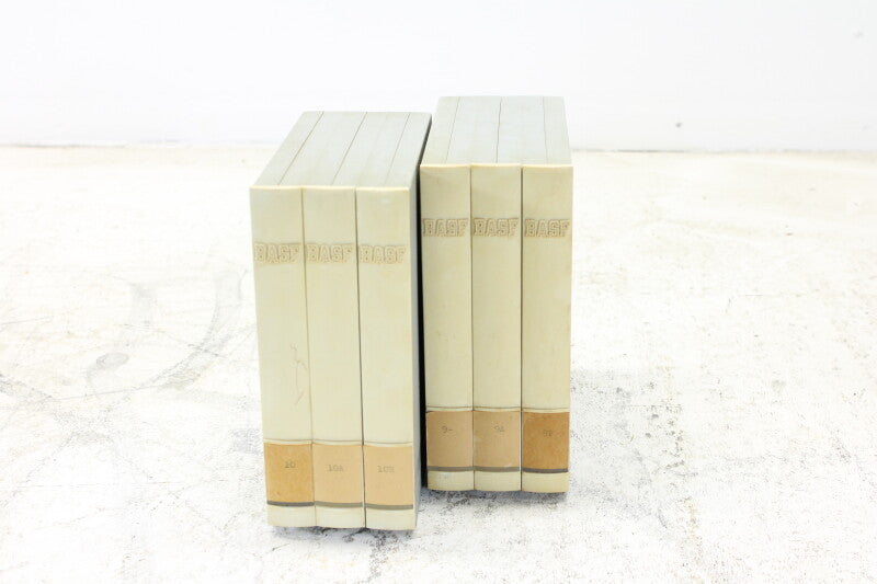 BASF magneetband 1/4" op spoel 5¾" in plastic 3-box GEBRUIKT (6 spoelen)