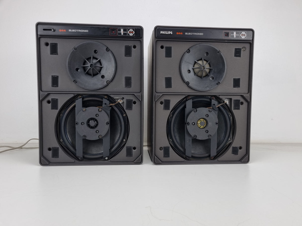 Philips 544 MFB electronic active bookshelf speakers - Partially recapped