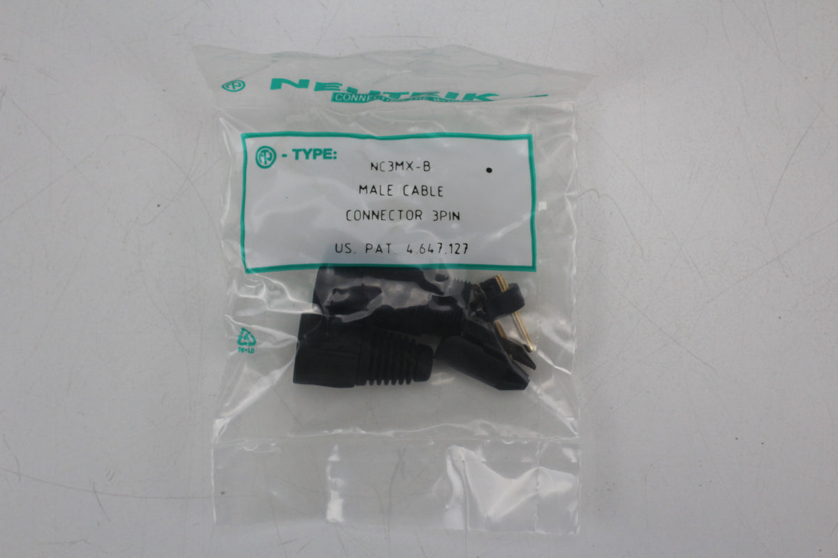 Neutrik NC3MX-B is a 3-pin male XLR cable connector new old stock