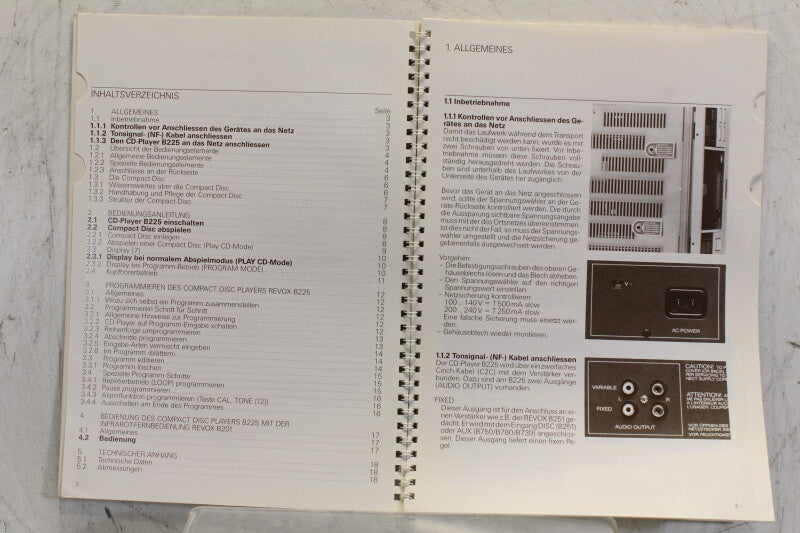 Studer Revox B225 CD-speler Bedieningshandleiding