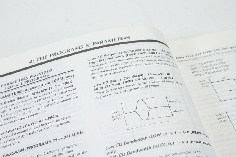 Gebruikershandleiding Yamaha SPX1000, programmatabel en modusboekje.