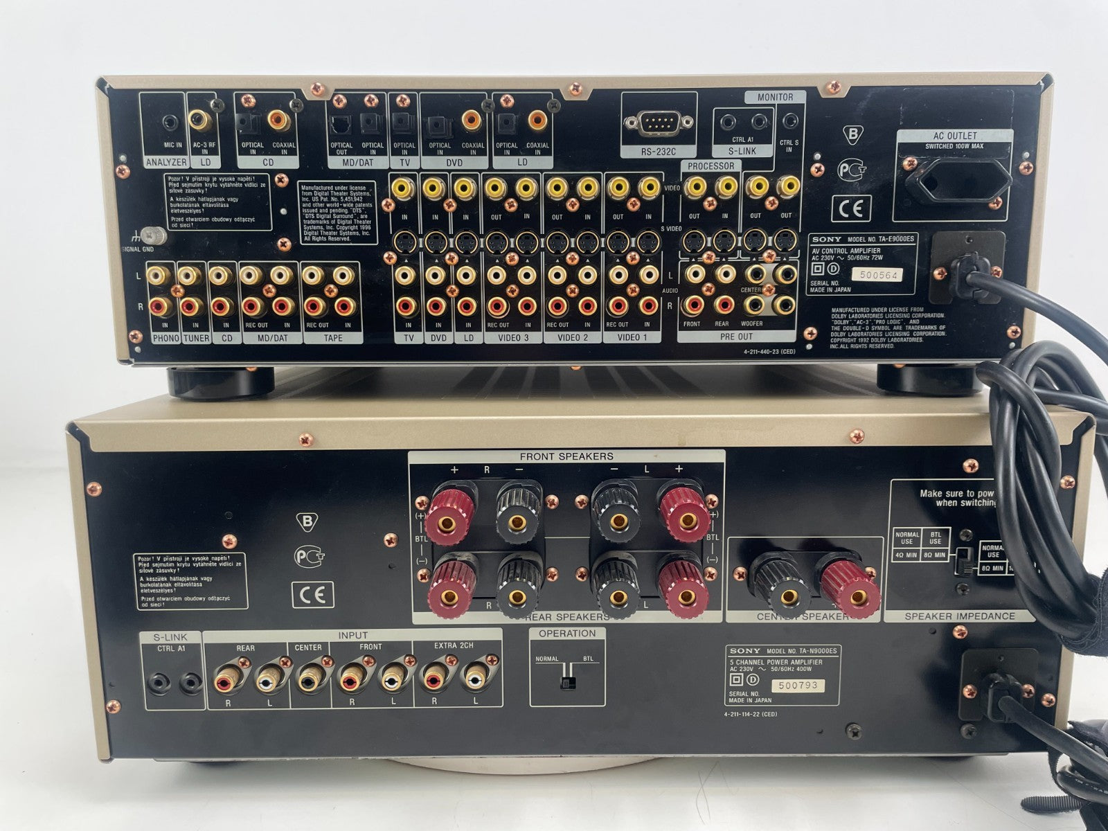 Sony N9000ES Power Amp + E9000ES ES Processor – Champagne + Afstandsbediening