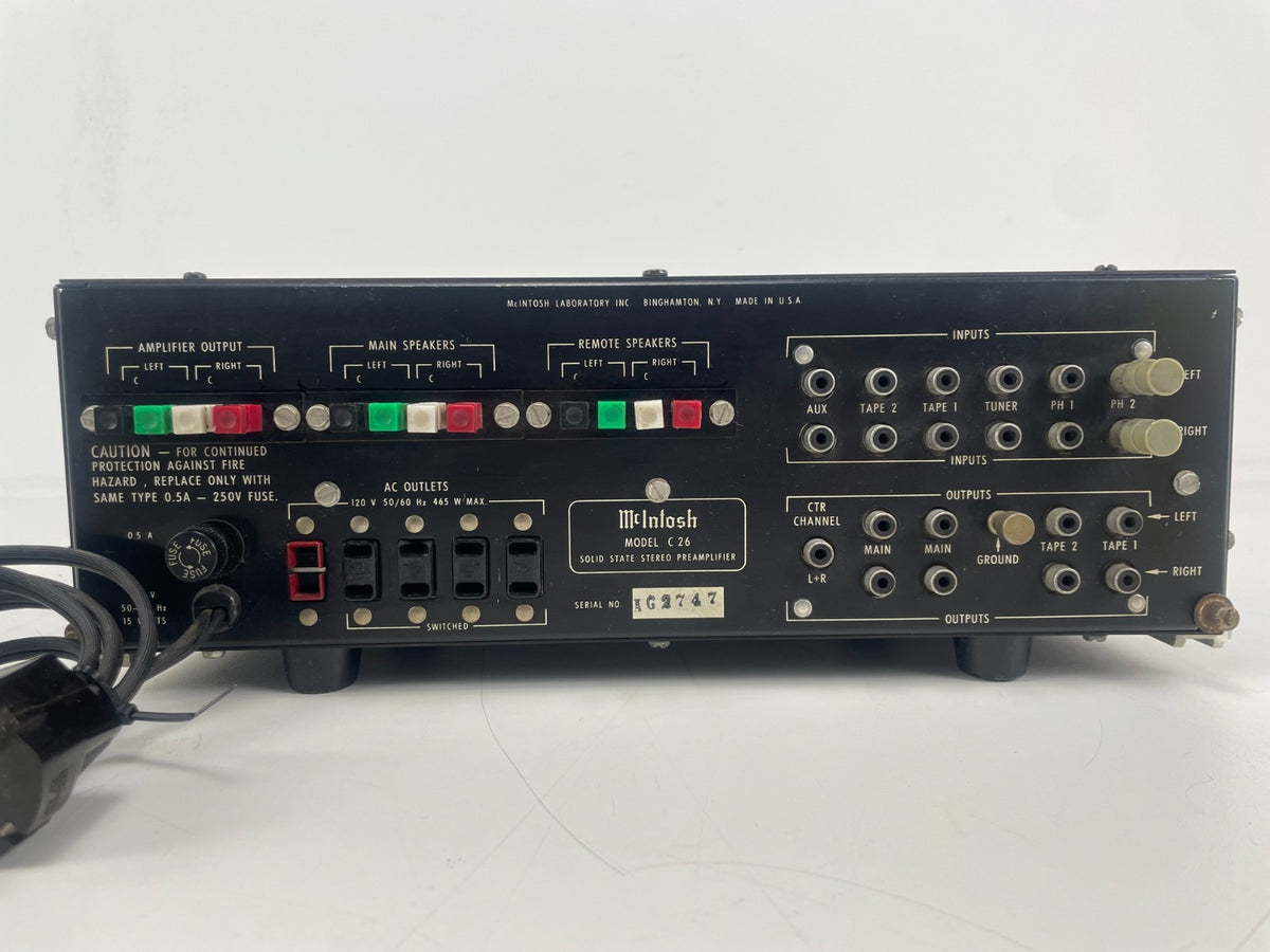 McIntosh C26 Stereo Preamplifier – Fully Serviced Recapped with Nichicons Manual