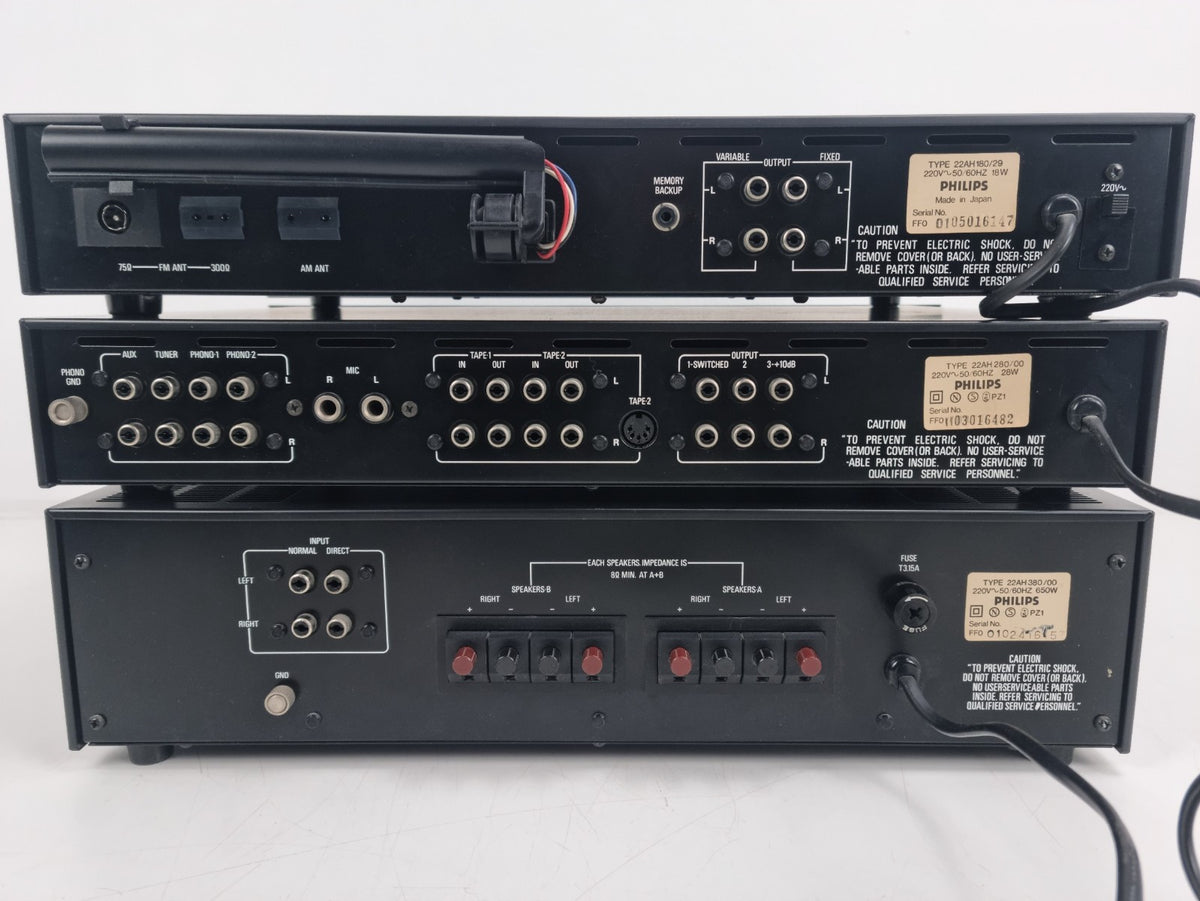 Philips (Zwarte Tulp) 22AH380 Stereo versterker - 22AH180 Tuner - 22AH280 Voorversterker - In Doos