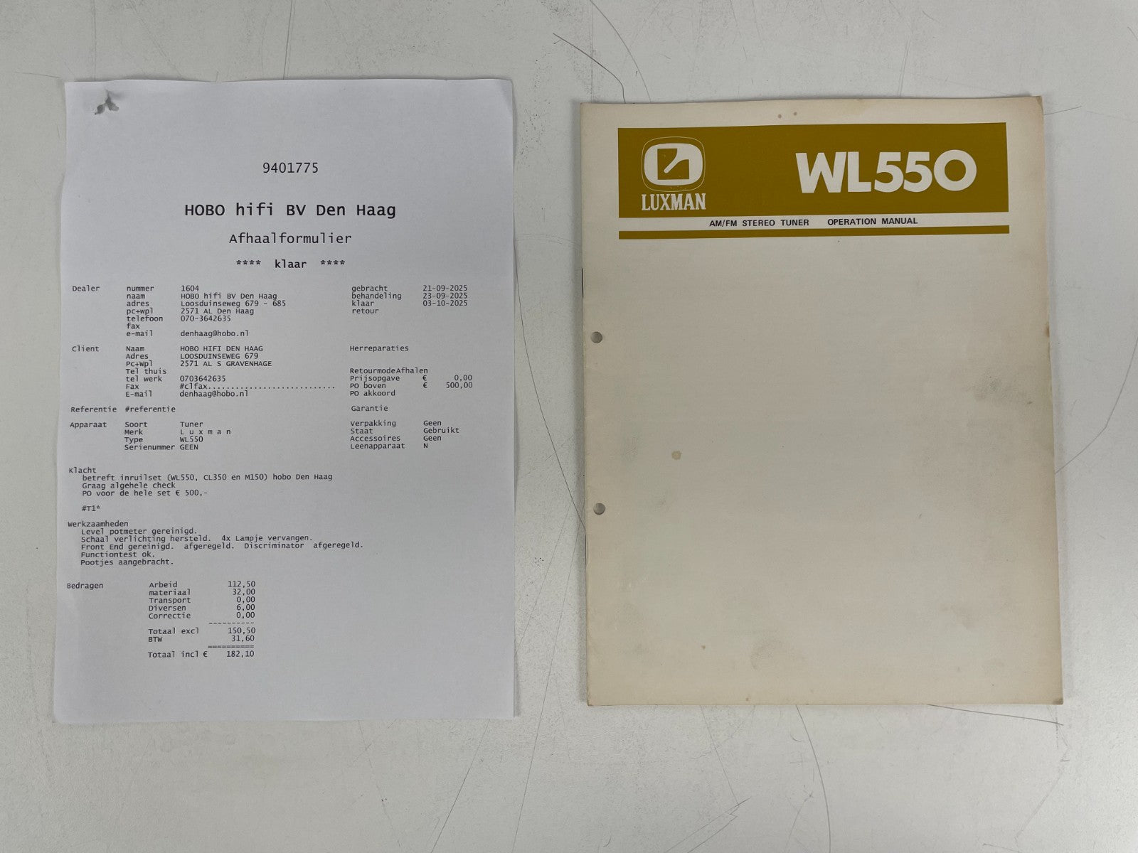 Luxman WL-550 Tuner – Onderhouden – Amerikaanse stekker / 220V – Met handleiding