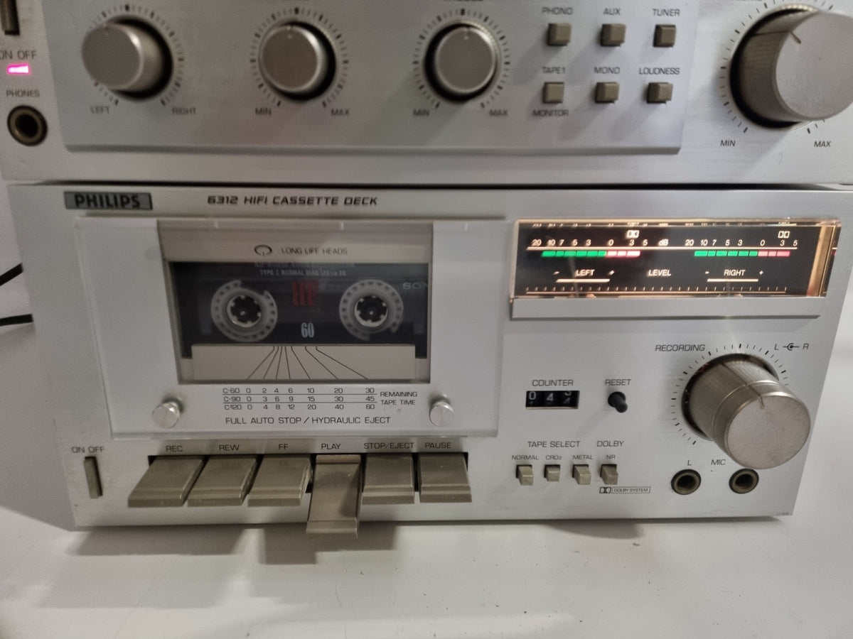 Philips 2312 AM/FM Tuner - 4312 Geïntegreerde Stereo Versterker - 6312 HIFI Cassette