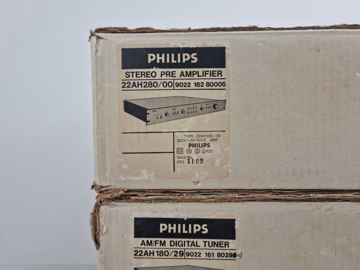 Philips (Zwarte Tulp) 22AH380 Stereo versterker - 22AH180 Tuner - 22AH280 Voorversterker - In Doos