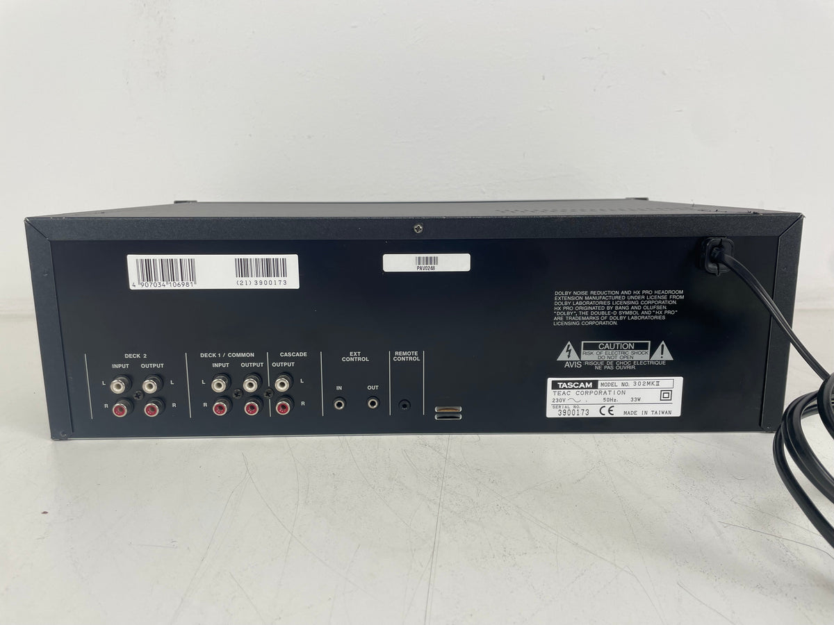 Tascam - 302 MK2 - Dubbel Cassettedeck - 2-Kops - Geregeld (Nieuwe Riemen) - 19" Rack