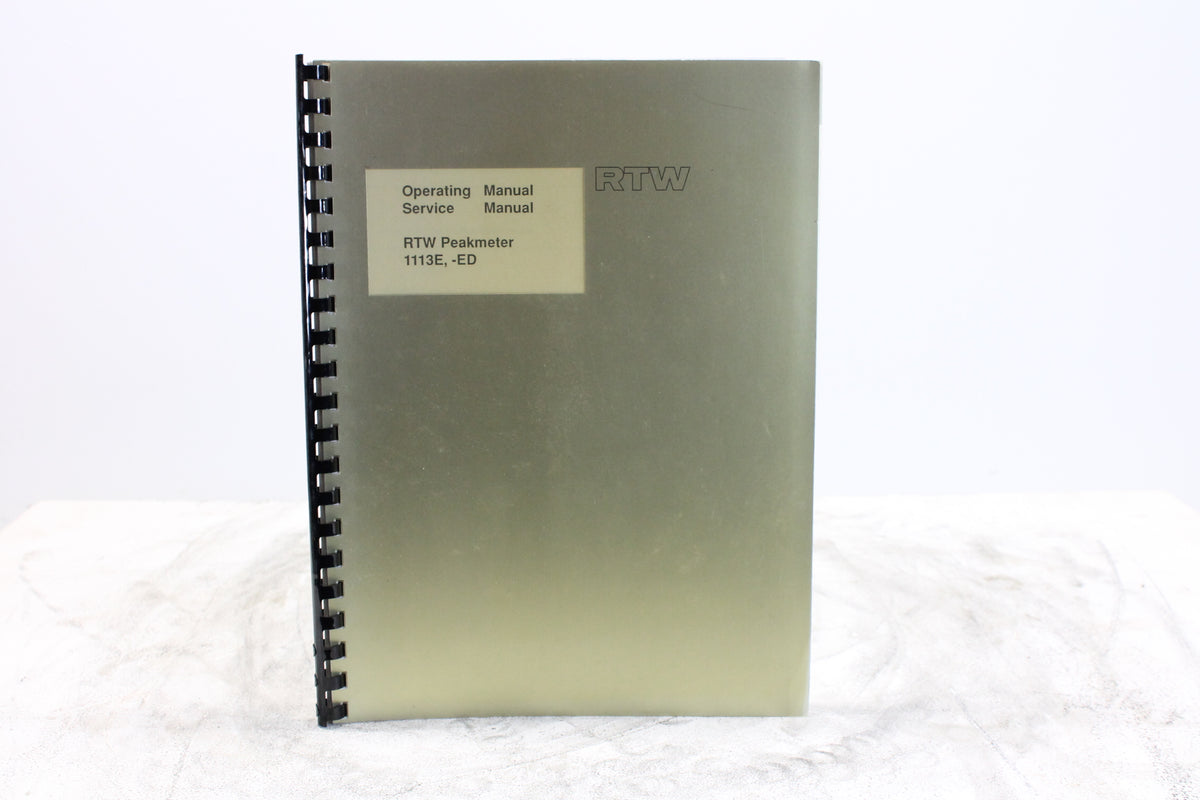 RTW Peakmeter 1113E, -ED Operating and Service Manual