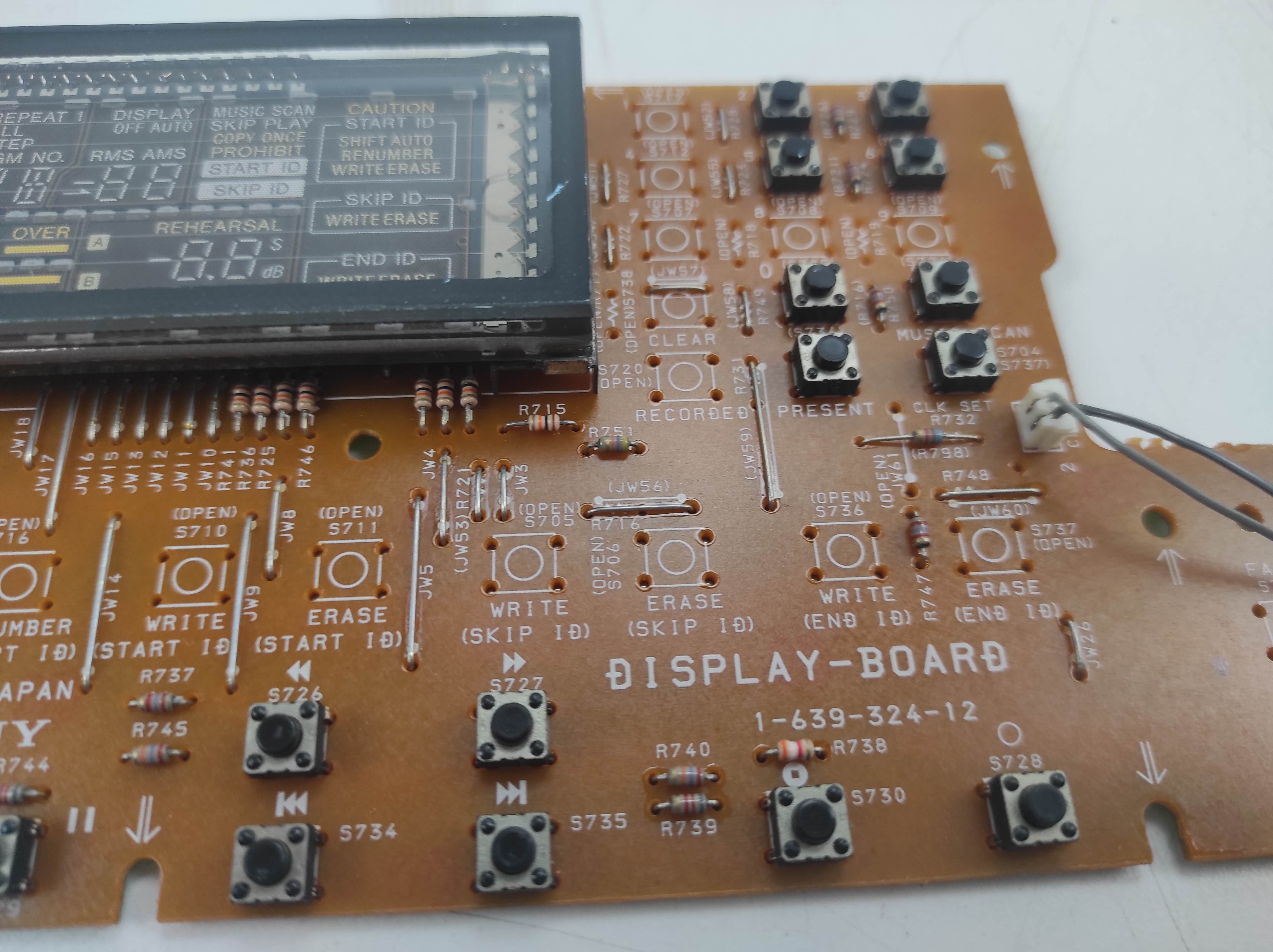SONY DTC-670 DAT recorder Display printplaat werkt