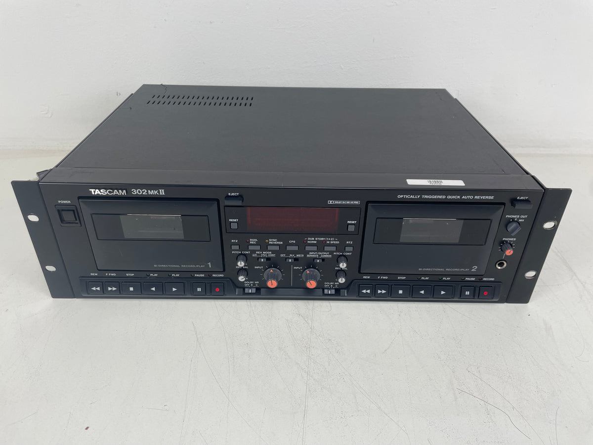 Tascam - 302 MK2 - Dubbel Cassettedeck - 2-Kops - Geregeld (Nieuwe Riemen) - 19" Rack