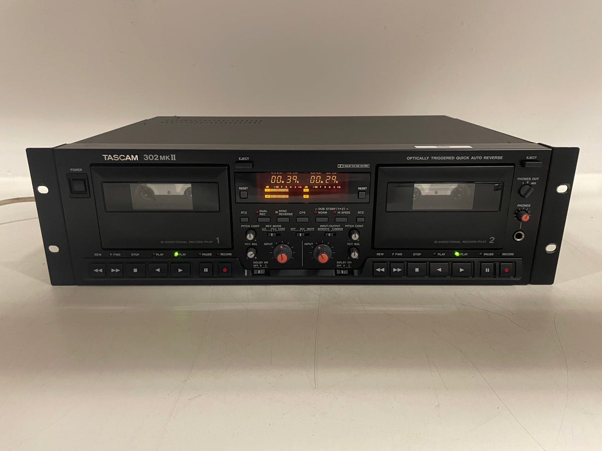 Tascam - 302 MK2 - Dubbel Cassettedeck - 2-Kops - Geregeld (Nieuwe Riemen) - 19" Rack