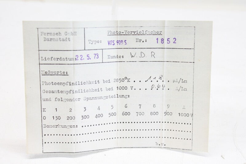 Fernseh Fernseh VFS 910S Photo Multiplier vintage Tube (No.4)