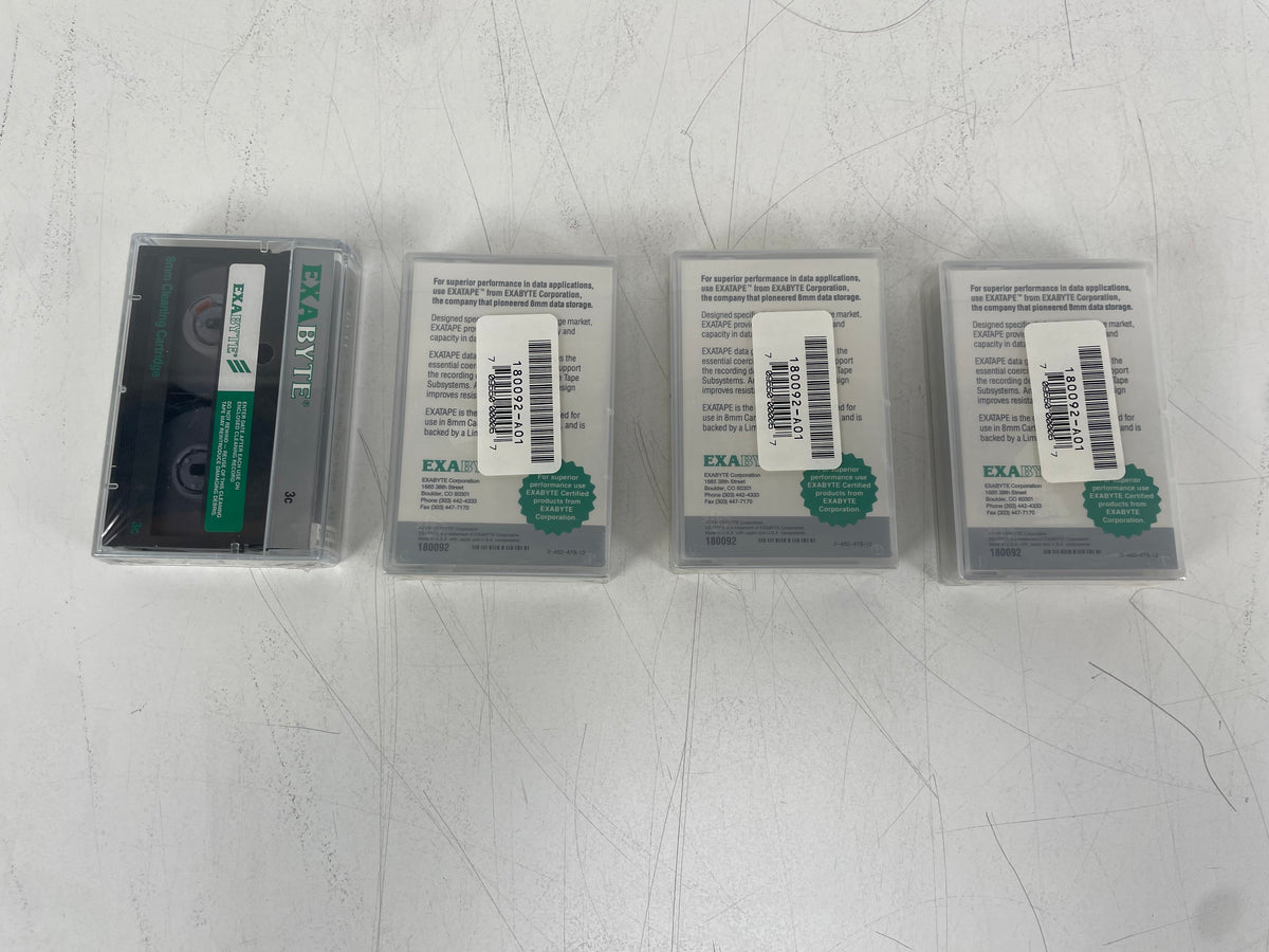 Exabyte – EXATAPE 54m – 8mm Data Cartridges & Cleaning Cartridge  NOS (Set of 4)