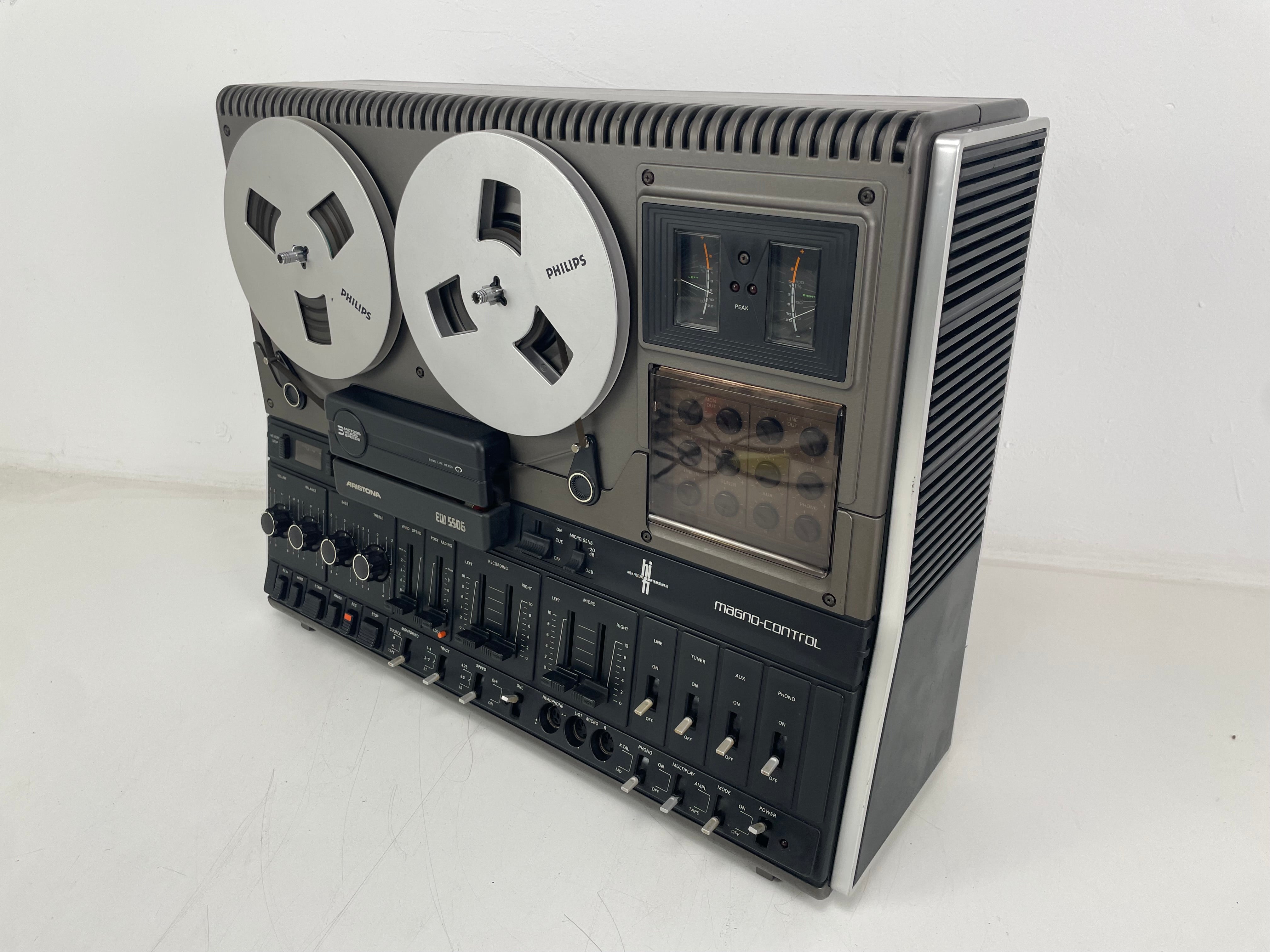 Aristona EW5506 (Philips N4506) - 3-Kops Bandrecorder - Incl. Stofkap - Nieuwe Snaren