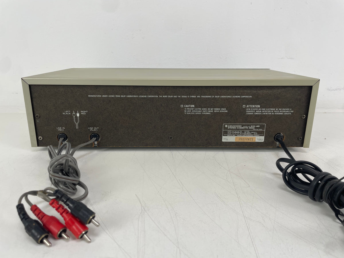 Kenwood – KX-40 – Stereo Cassette Deck – 2-Head – Serviced (New Belts/Cleaned)