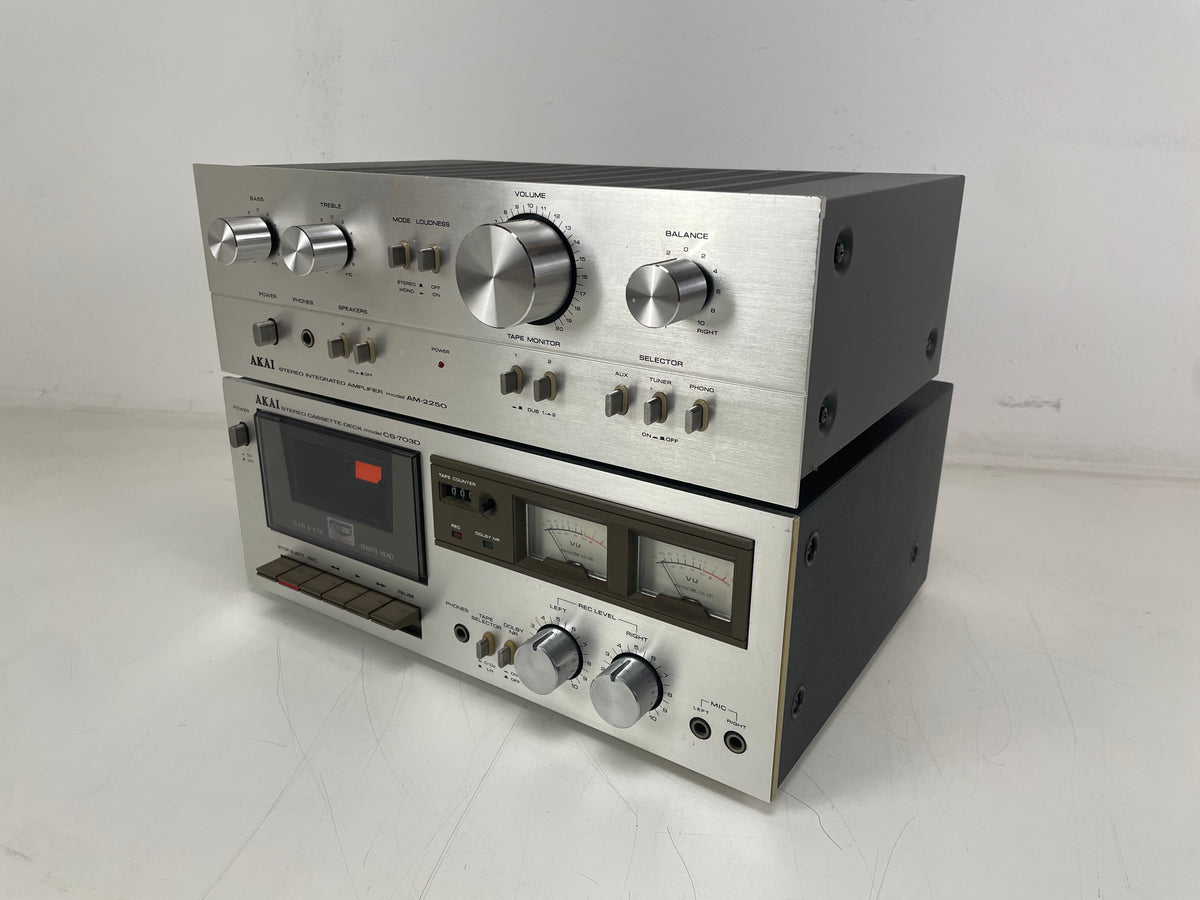 Akai - AM-2250/CS-703D - Amplifier/Cassette-Deck Set - Serviced (Repaired/New Belts)