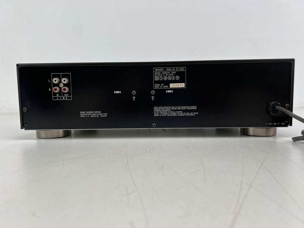 Sony – TC-K520 – Stereo Cassette Deck – Serviced – New Belts & Idler Wheel