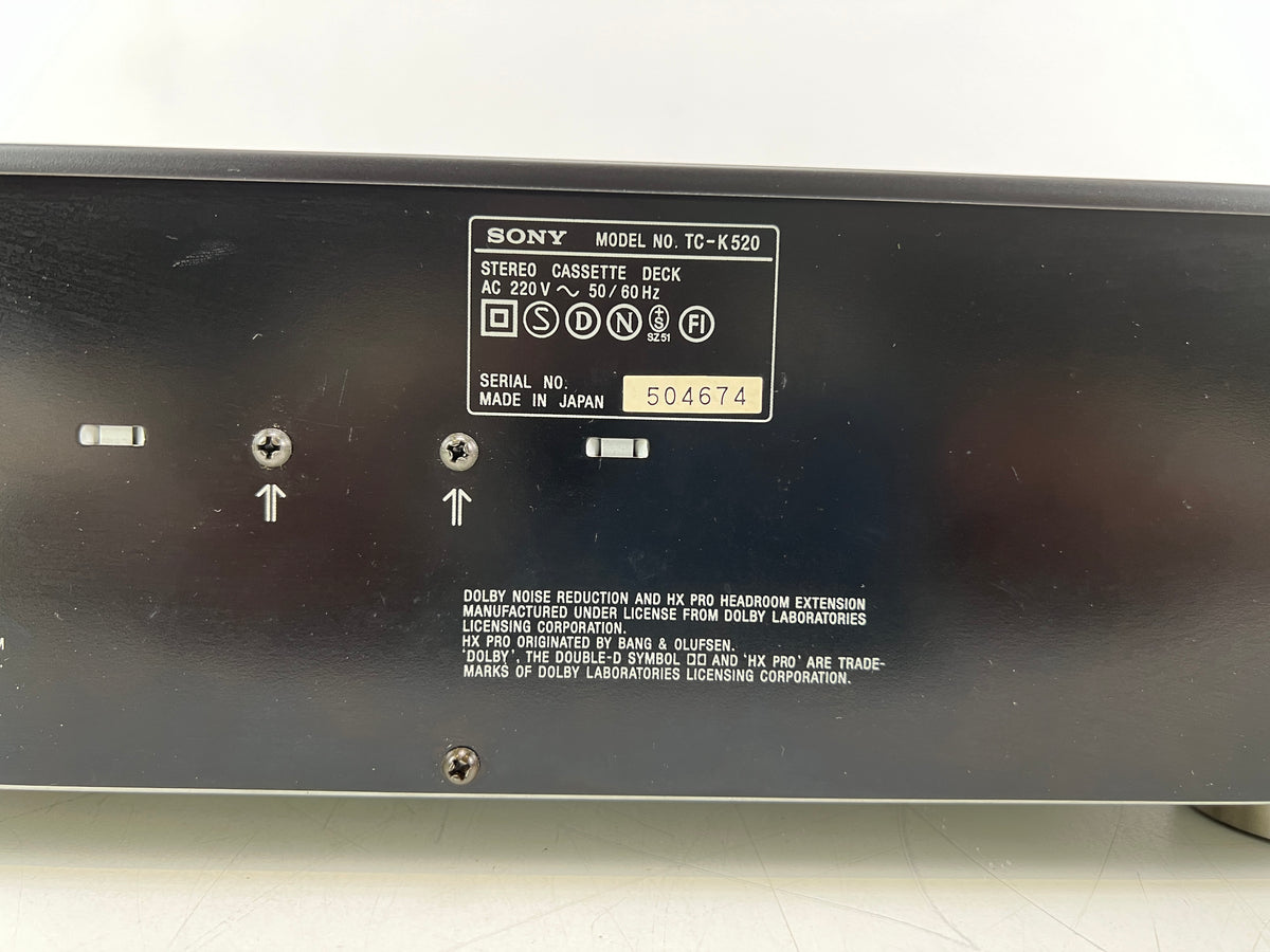 Sony – TC-K520 – Stereo Cassette Deck – Serviced – New Belts & Idler Wheel