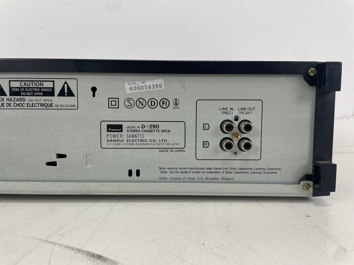 Sansui – D-290 – 2-Head – Stereo Cassette Deck – Serviced (New Belts/Heads Cleaned)