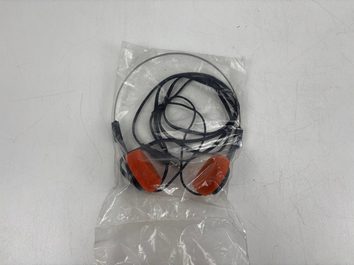 Vintage On-Ear Headphones - Orange Foam Pads - Metal Headband