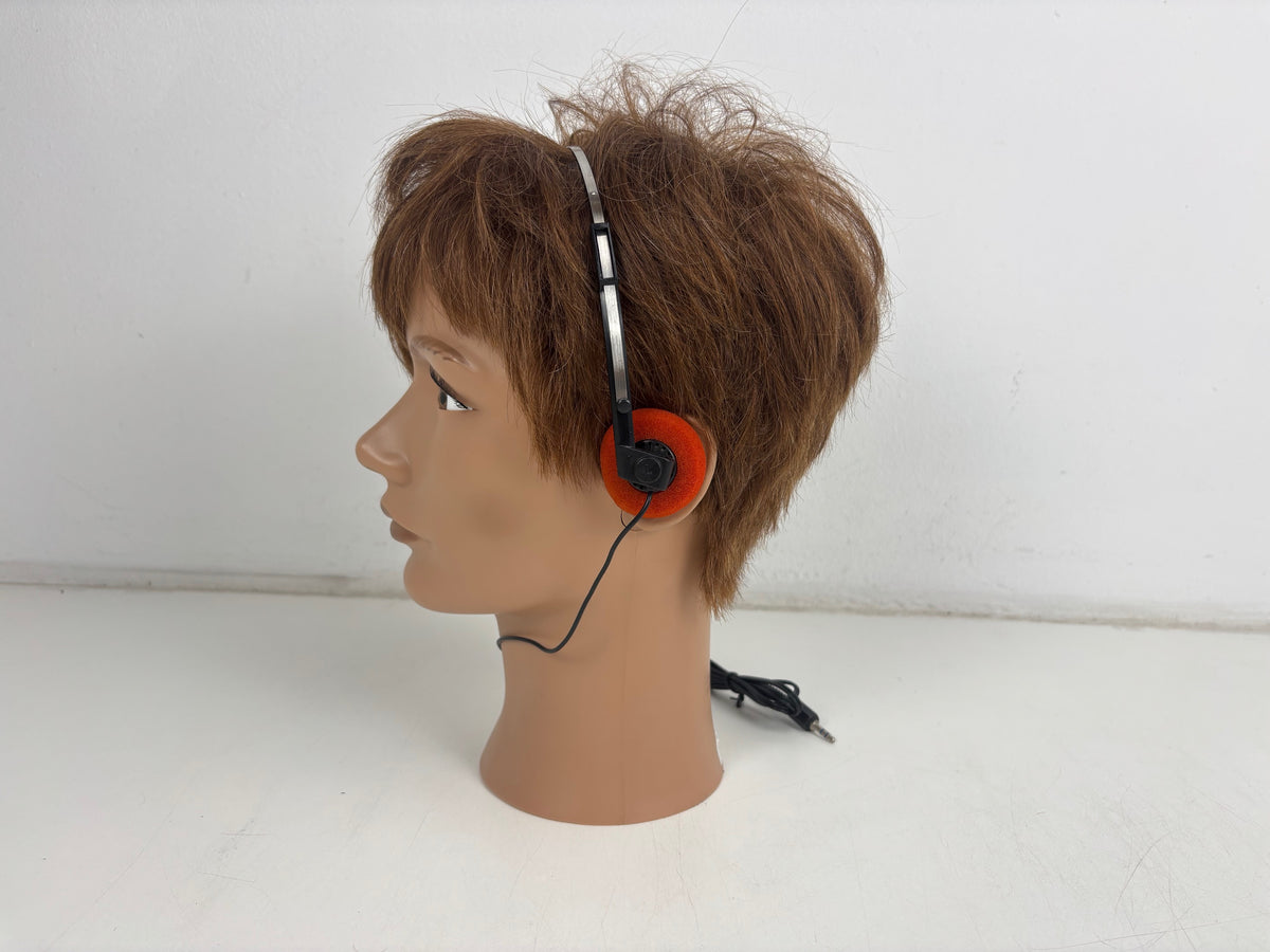 Vintage On-Ear Headphones - Orange Foam Pads - Metal Headband