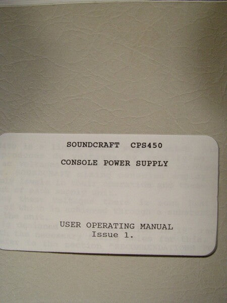 Soundcraft CPS450 bedieningshandleiding
