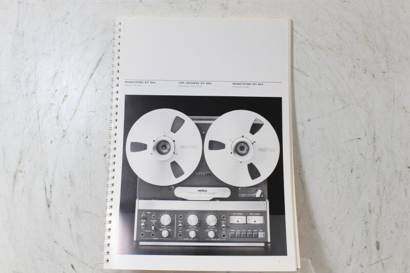 Studer Revox B77 MK2 Bandrecorder Bedieningshandleiding