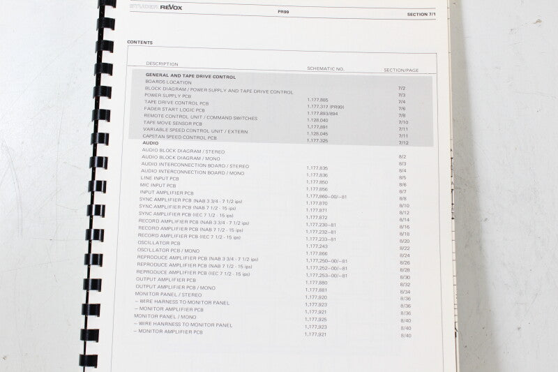 Studer Revox PR99 Set Schema's (Nr.3)